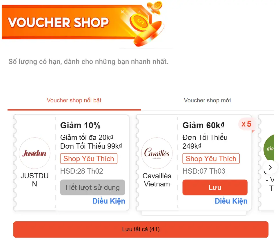 mã giảm giá shop